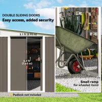 Outsunny 11' x 9' Metal Outdoor Storage Shed, Tool House with Double Lockable Doors for Backyard, Patio, Lawn, Garage, Gray(m-6)