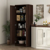 HOMCOM 63" Kitchen Storage Cabinet, 5-tier Pantry Cabinet with Doors and Adjustable Shelves for Dining Room, Dark Brown(m-1)
