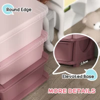 Qaba 3 Tier Kids Toy Organizer and Storage Bins with 9 Plastic Drawers, Pink(m-7)