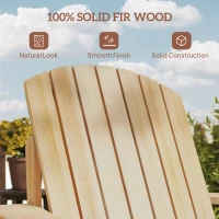 Outsunny Oversized Adirondack Chair, Outdoor Fire Pit and Porch Seating, Classic Log Lounge w/ Built-in Cupholder, Natural Wood(m-6)