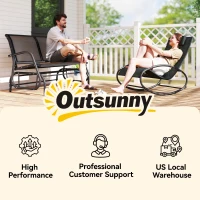 Outsunny 2-Person Outdoor Glider Bench, Patio Double Swing Rocking Chair Loveseat w/Powder Coated Steel Frame for Backyard Garden Porch, Black(m-8)