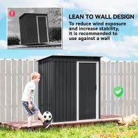 Outsunny 5 x 3 FT Outdoor Storage Shed with Sliding Door and Sloped Roof, Steel Frame Garden Shed Tool Equipment, Black(m-6)