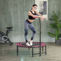 Soozier 45" Rebounder Trampoline for Adults, Quiet Bungee Rebounder with LED Lights and Adjustable Handle, Pink(m-2)