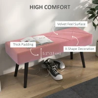 HOMCOM 39 Inches Upholstered Bedroom Bench, Modern End of Bed Bench with Steel Legs, Pink(m-4)
