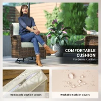 Outsunny 4 Piece Rattan Patio Furniture Set, Conversation Set with Swivel Glider Chairs Table Loveseat for Garden, Patio, Cream(m-5)