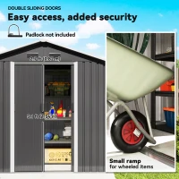 Outsunny 6.5x3.5ft Metal Garden Storage Shed for Outdoor Tool Storage with Double Sliding Doors and Vents, Dark Grey(m-5)