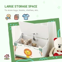 Qaba Toy Box with Lid, Safety Hinges and Groove Handles, Toy Storage Organizer for Kids, Living Room, Playroom, Green(m-4)