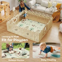 Qaba Double Sided Baby Play Mat, Reversible & Waterproof Foldable Crawling Mat, Animal Theme(m-9)