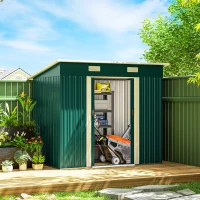 Outsunny 7'x 4' Metal Patio Storage Shed Garden Lockable Shed Tool Utility Storage Unit, Green(m-8)