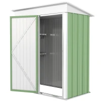 Outsunny Outdoor Storage Shed, Steel Lean-to Shed with Adjustable Shelf, Lock, Gloves, 5'x3'x6', Green(m-12)