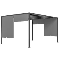 Outsunny 10' x 13' Outdoor Patio Pergola with Sliding Roof, LED Lights, Solar Powered for Garden, Lawn, Backyard, Dark Grey(m-11)