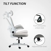 HOMCOM Mesh Office Chair, Ergonomic Desk Chair with Flip-up Armrest, Rotatable Headrest, Adjustable Lumbar Support, Grey(m-10)