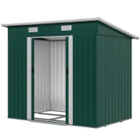 Outsunny 7'x 4' Metal Patio Storage Shed Garden Lockable Shed Tool Utility Storage Unit, Green(m-11)