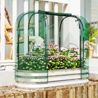 Outsunny Galvanized Raised Garden Bed with Crop Cage Protection Net Cover, Outdoor Planter Box for Vegetables, Flowers, Herbs(m-11)