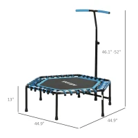 Soozier 45" Rebounder Trampoline for Adults, Quiet Bungee Rebounder with LED Lights and Adjustable Handle, Blue(m-3)