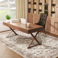 HOMCOM 8x10 Area Rug, Vintage Machine Washable Rug, Non-Slip Floor Carpet for Living Room, Bedroom, Dining Room, Tan(m-10)