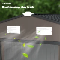 Outsunny Outdoor Shed Garden Storage Shed Tool Storage Building with 4 Vents and 2 Sliding Doors, 9 x 6 FT, Brown(m-8)