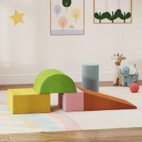 Qaba Climbing Toys for Toddlers with Removable Cover, Indoor Activity Play Set for Crawling, Sliding, Orange/Green(m-8)