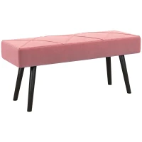 HOMCOM 39 Inches Upholstered Bedroom Bench, Modern End of Bed Bench with Steel Legs, Pink(m-11)