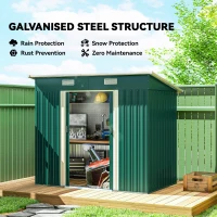 Outsunny 7'x 4' Metal Patio Storage Shed Garden Lockable Shed Tool Utility Storage Unit, Green(m-4)