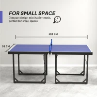 Soozier 6x3ft Compact Midsize Table Tennis Table Multi-Use Family Ping-pong Table Free Standing Folding Blue(m-5)