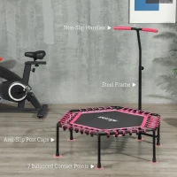 Soozier 45" Rebounder Trampoline for Adults, Quiet Bungee Rebounder with LED Lights and Adjustable Handle, Pink(m-7)