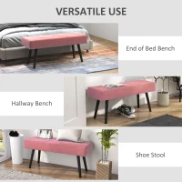 HOMCOM 39 Inches Upholstered Bedroom Bench, Modern End of Bed Bench with Steel Legs, Pink(m-6)