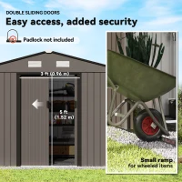 Outsunny 9.1'x6.4'x6.3' Garden Storage Shed w/ Foundation Kit Metal Tool Storage House w/ Double Doors Brown(m-5)