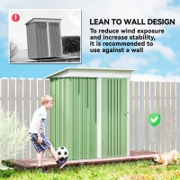 Outsunny Outdoor Storage Shed, Steel Lean-to Shed with Adjustable Shelf, Lock, Gloves, 5'x3'x6', Green(m-6)