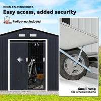 Outsunny 11' x 9' Outdoor Storage Shed, Garden Tool Metal Shed with Foundation Kit, Double Lockable Door, Air Vents and Sloping Roof, for Backyard, Patio, Lawn, Dark Gray(m-5)