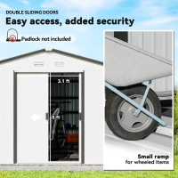 Outsunny 11' x 9' Metal Storage Shed Garden Tool House with Double Sliding Doors, 4 Air Vents for Backyard, Patio, Silver(m-5)