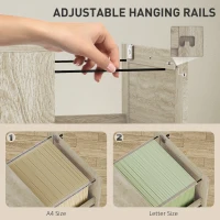 HOMCOM 2 Drawer Filing Cabinet with Lock, Boho File Cabinet for A4 Letter Size Files with Decorative Rattan Accents, Oak(m-5)