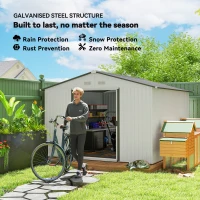 Outsunny 11' x 9' Metal Storage Shed Garden Tool House with Double Sliding Doors, 4 Air Vents for Backyard, Patio, Silver(m-4)