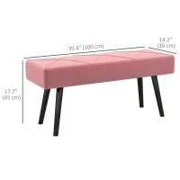HOMCOM 39 Inches Upholstered Bedroom Bench, Modern End of Bed Bench with Steel Legs, Pink(m-3)