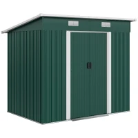 Outsunny 7'x 4' Metal Patio Storage Shed Garden Lockable Shed Tool Utility Storage Unit, Green(m-2)
