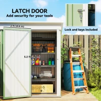 Outsunny Outdoor Storage Shed, Steel Lean-to Shed with Adjustable Shelf, Lock, Gloves, 5'x3'x6', Green(m-7)