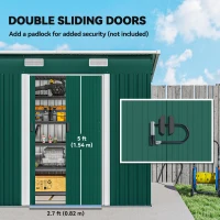 Outsunny 7'x 4' Metal Patio Storage Shed Garden Lockable Shed Tool Utility Storage Unit, Green(m-5)