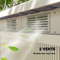 Outsunny 9' x 4' Garden Metal Storage Shed Outdoor Equipment Tool Box with Foundation Kit, Ventilation & Doors, Light Grey(m-9)