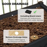 Outsunny Raised Garden Bed, 47 x 22 x 31.5 in. Elevated Wood Planter Box with Storage Shelf, Drainage Holes, and Liner, Black(m-5)