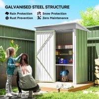 Outsunny Outdoor Storage Shed, Steel Lean-to Shed with Adjustable Shelf, Lock, Gloves, 5'x3'x6', Green(m-4)