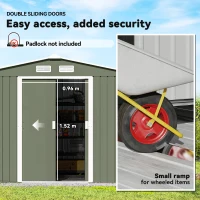 Outsunny 9' x 6' Outdoor Storage Shed, Garden Tool Metal Shed with Foundation Kit, Double Lockable Door, Air Vents and Sloping Roof, for Backyard, Patio, Lawn, Green(m-5)