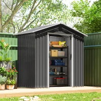 Outsunny 6.5x3.5ft Metal Garden Storage Shed for Outdoor Tool Storage with Double Sliding Doors and Vents, Dark Grey(m-8)
