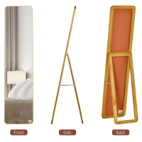 HOMCOM Full Length Mirror for Bedroom, Free Standing Dressing Mirror, Wall Mirror with Wood Frame, 15" x 61", Light Walnut(m-4)