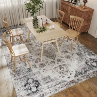 HOMCOM 8x10 Area Rug, Vintage Machine Washable Rug, Non-Slip Carpet for Living Room, Bedroom, Dining Room, Brown and Green(m-8)