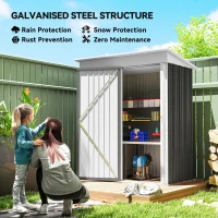 Outsunny Outdoor Sheds Storage, Small Steel Lean-to Shed with Adjustable Shelf, Lock, Gloves, 5' x 3' x 6', Dark Gray(m-4)