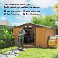 Outsunny Garden Metal Shed, Storage Shed Utility Storage with Double Locking Doors for Bike, Yard Tools, Yellow(m-4)