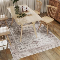 HOMCOM 5x7 Area Rug, Vintage Machine Washable Rug, Non-Slip Floor Carpet for Living Room, Bedroom, Dining Room, Tan(m-8)