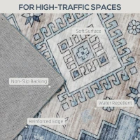 HOMCOM 4x6 Area Rug, Vintage Washable Rug, Non-Slip Floor Carpet for Living Room, Bedroom, Dining Room, Blue(m-4)