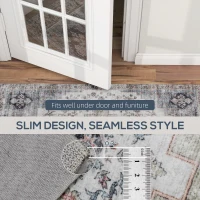 HOMCOM 4x6 Area Rug, Vintage Machine Washable Rug, Non-Slip Carpet for Living Room, Bedroom, Dining Room, Brown and Green(m-7)