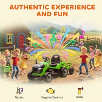 Qaba 12V Kids Ride On Tractor with Trailor, Remote Control, Music, Lights, Shifter, for Kids Ages 3-8 Years, Green(m-9)